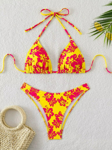 Womens retro floral bikini set - floral,