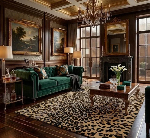 Hand tufted leopard print wool - leopard,