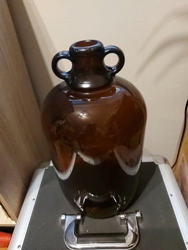 Large brown glass demijohn - brown, for