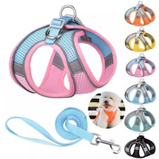 Soft Mesh Step in Dog Harness+Lead Set Reflective Breathable Vest for Puppy Cats
