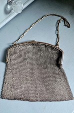 Vintage Silver Tone Mesh Chainmail Evening Purse Art Deco style