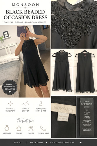Monsoon black beaded shift - black,