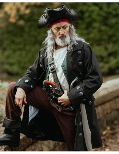 Black pirate captain coat - black,
