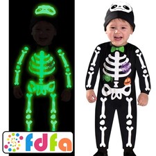 Amscan Mini Bones Skeleton Jumpsuit Baby Toddler Kids Fancy Dress Costume