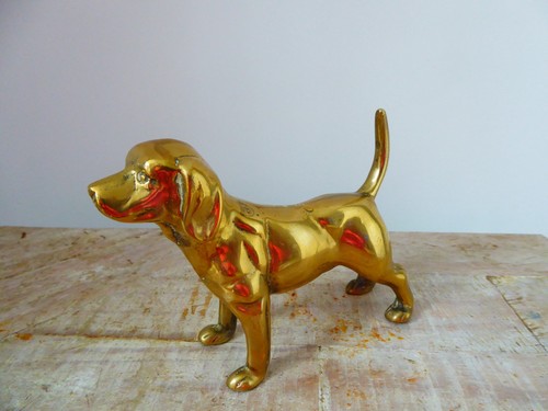 Vintage brass dog figure - vintage,