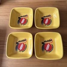 Four Vintage 2002 Yellow Weetabix 70th Anniversary Square Cereal Bowls