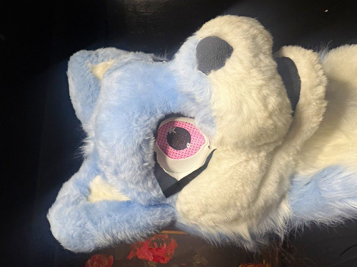 Blue white fursuit head - blue,