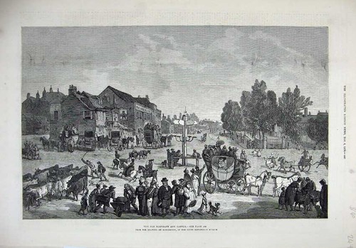 Original old antique print - old,
