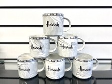 Harrods Coffee Mug Set of 6 Grey Marble Tea Coffee Ceramic Ideal Gift
