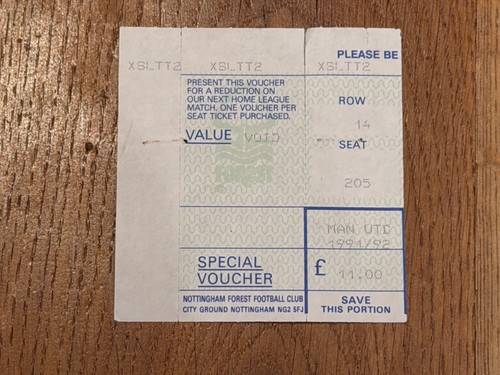 Ticket 1991 nottingham - ticket, 1991/92