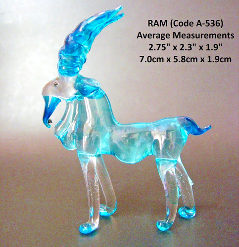 Blown glass goat ram - goat, tinted