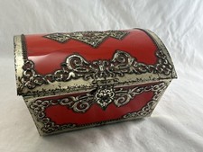 VINTAGE c.1950s large French treasure chest casket biscuit confectionary tin