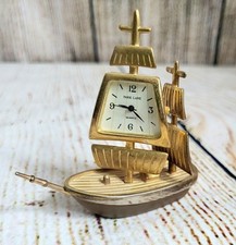 Park Lane Vintage Mini Gold Coloured Galleon ShipClock, FREE POSTAGE 