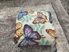 vintage footstool  tapestry fabric wooden legs