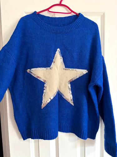 Primark blue knit sequin star - blue,