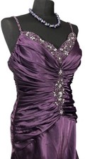 Jora Collection Womens Plum Bejewelled Long Wedding Occasion Dress Med Uk 12/14
