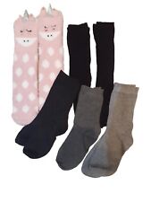 6 PAIRS MIXED NEXT PINK COSY UNICORN BEDSOCKS & POP TIGHTS & ANKLE SOCKS SZ 4-8