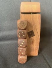 Vintage Hand Carved  Wood Dice in Custom Storage Box   Lovely present   (c4)