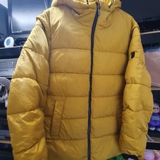 Nuage Womens Mustard Puffer Jacket With Hood & Detachable Sleeves UK Size 22