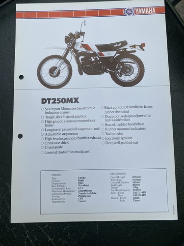 Yamaha dt250mx nos brochure - dt250mx,