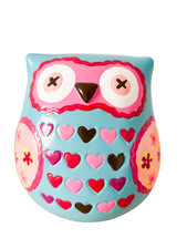 Wood Owl Shape Money Box Pink