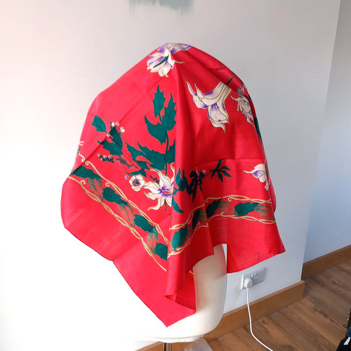 Thai silk scarf - silk, red