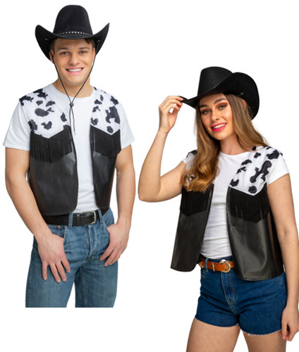 Cowboy cowgirl waistcoat black - waistcoat,