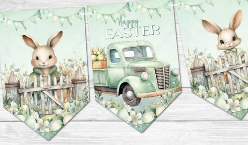 Easter bunting trucks - bunting, &