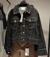 ZARA BNWT 2025. DARK INDIGO STUDDED DENIM EFFECT JACKET. 0695/270/443