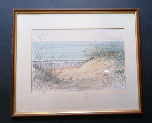 Vintage watercolor seascape - vintage,
