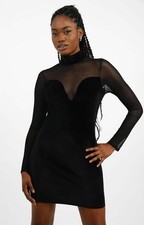 Topshop Womens Black Velvet