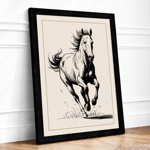 Horse motion japandi framed - in,