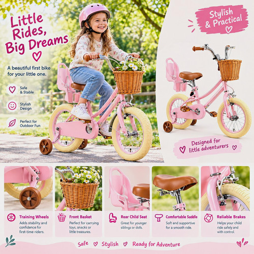 Pink 16in girls kids - 16in,