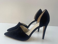 Zara Basic Collection Ladies Suede Black Court Heeled Shoes Size 5 / 38 -B18