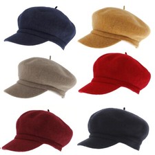 Whiteley 100% Wool Beret Style Cap With Peak Choice of Colours