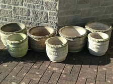MATCHING CONCRETE PLANT POTS x 9
