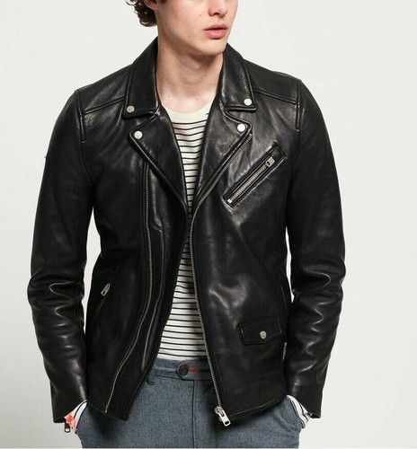 Leather jacket biker black - jacket,