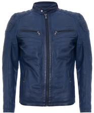 Mens Navy Leather Jacket