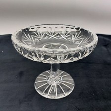 Crystal Compote Footed Fruit Bowl Dish Centrepiece 14.8cm Diameter Criss Cross