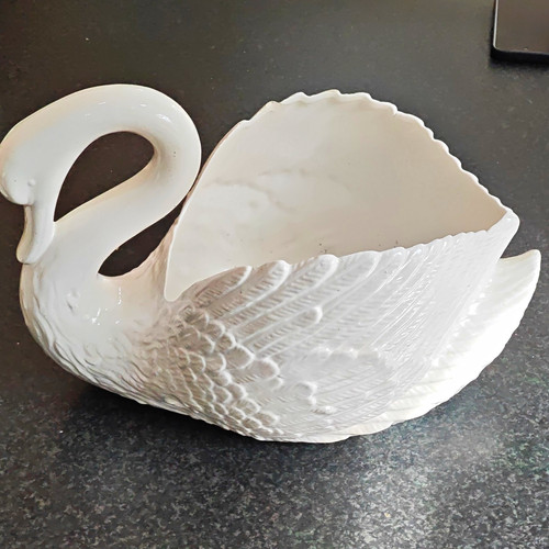 Ceramic swan planter white - swan,