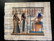 Hand-Painted Papyrus Signed