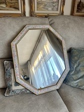 Vintage Hexagon Wall Mirror Floral & Gold Tone Frame Cottagecore French Country