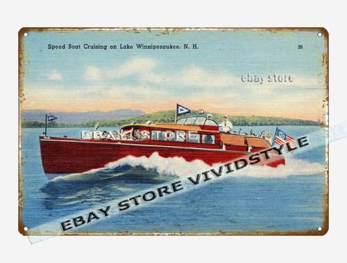 Tin sign 1930s 40s speed - tin, boat