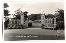Park Gates Hornsea iron gates and fence wooden bench RPPC UNP Postcard