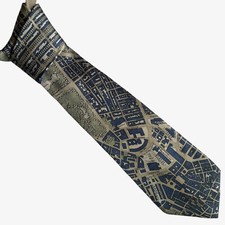 Vintage Y2K Civitas Boston 2000 Harvard University Street Map Print Silk Tie