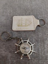 2 x VINTAGE Keyrings HMS Victory / Helm Boat Ships Sailing Wheel Compass