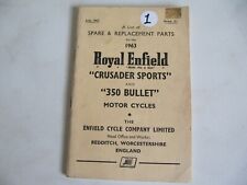 Royal Enfield Parts Spare Book Crusader Sports & 350 Bullet, 1963