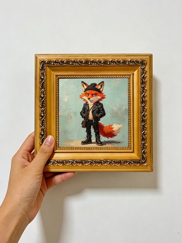 Hand painted biker red - biker, fox