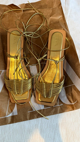 Zara womens gold strappy - zara,