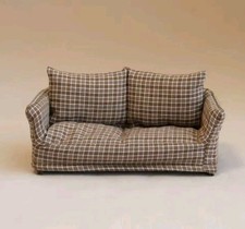 Brown Plaid Check Sofa Chair Dolls House 1/12 Scale